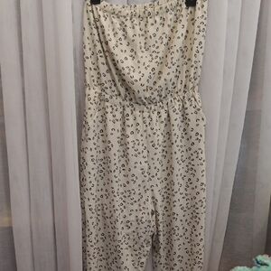 Gilli Strapless Cream Leopard-Print Jumpsuit